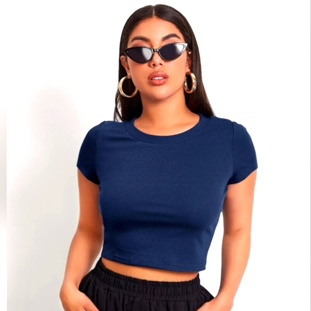 Navy Blue Women's Crop Top